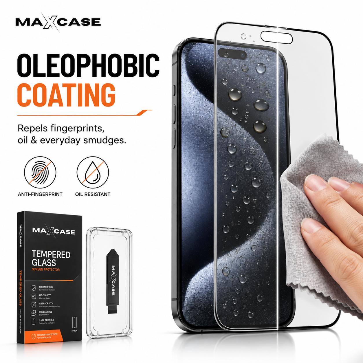 Maxcase Tempered Glass Screen Protector for iPhone 13/14/15/16/17 Series, 9H Hardness, HD Clear, Anti-Scratch, Bubble-Free Easy Installation with Alignment Tray, Case Friendly Screen Guard, 2 Pack