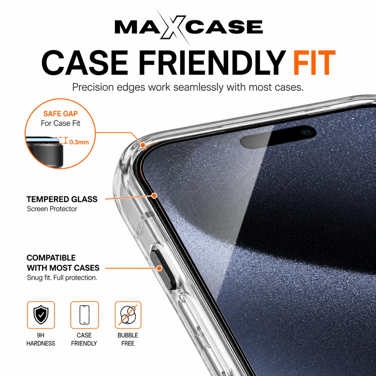 Maxcase Tempered Glass Screen Protector for iPhone 13/14/15/16/17 Series, 9H Hardness, HD Clear, Anti-Scratch, Bubble-Free Easy Installation with Alignment Tray, Case Friendly Screen Guard, 2 Pack