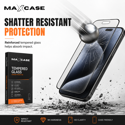 Maxcase Tempered Glass Screen Protector for iPhone 13/14/15/16/17 Series, 9H Hardness, HD Clear, Anti-Scratch, Bubble-Free Easy Installation with Alignment Tray, Case Friendly Screen Guard, 2 Pack