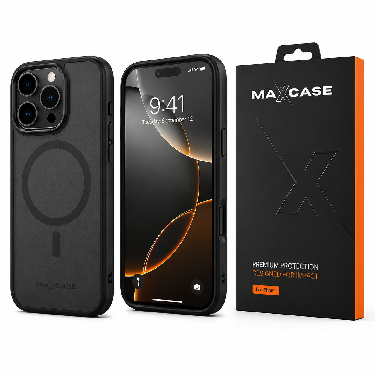 Maxcase OG Premium Black Case for iPhone 13/14/15/16 Series, MagSafe Compatible, 10FT Drop Protection, Shock Absorbing Corners, Raised Camera & Screen Protection, Slim Matte Hybrid Back Cover