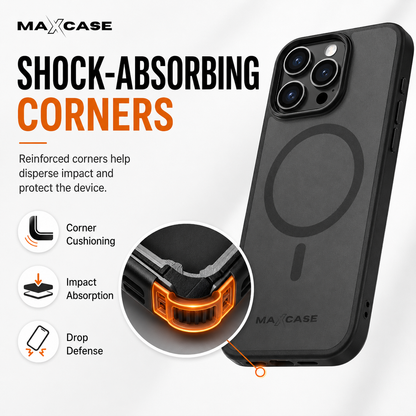 Maxcase OG Premium Black Case for iPhone 13/14/15/16 Series, MagSafe Compatible, 10FT Drop Protection, Shock Absorbing Corners, Raised Camera & Screen Protection, Slim Matte Hybrid Back Cover