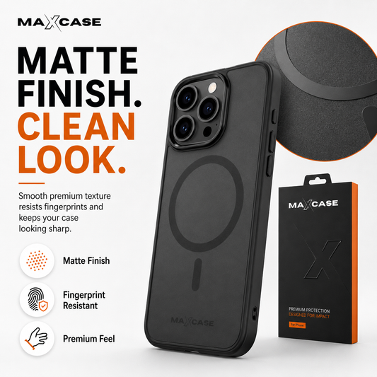 Maxcase OG Premium Black Case for iPhone 13/14/15/16 Series, MagSafe Compatible, 10FT Drop Protection, Shock Absorbing Corners, Raised Camera & Screen Protection, Slim Matte Hybrid Back Cover
