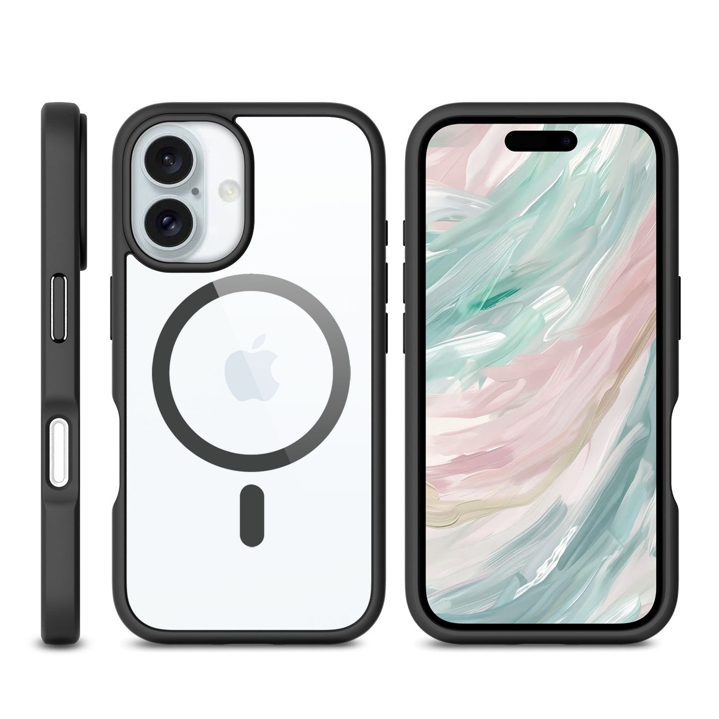 Max Impact Case for iPhone – 10FT Drop Protection, Anti-Yellow (Black/Transparent)